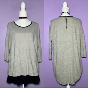 Forever 21 Grey Faux Leather Trim Tunic Top